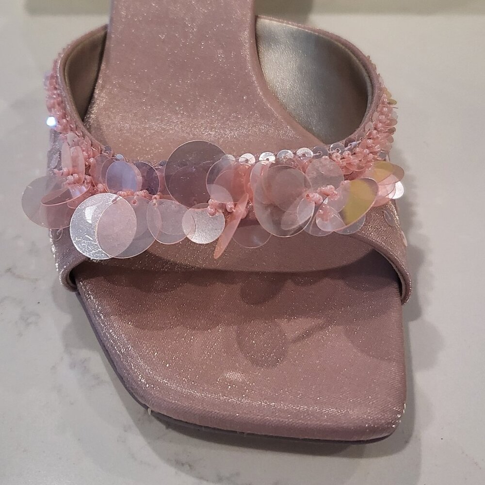 Circus NY by Sam Edelman Women's Juliana Sequin Mid-Heel Dress Sandals Blush Siz - Picture 3 of 7